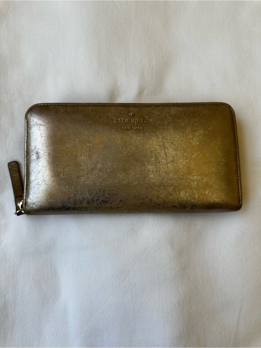 kate spade Metallic Gold Zip Around Continental Wallet